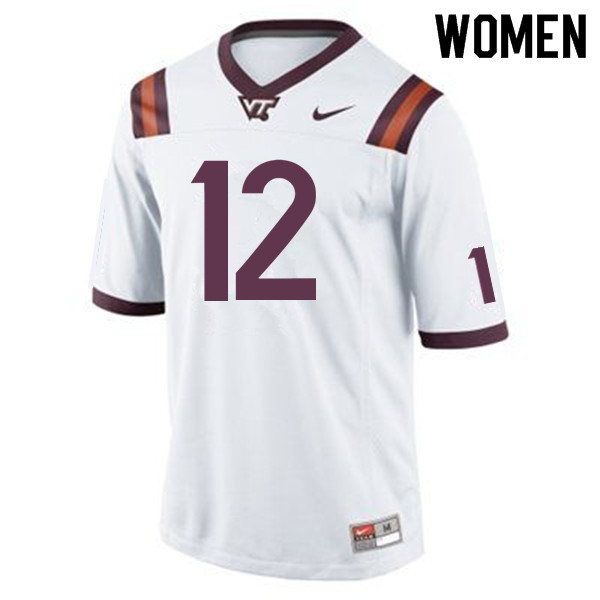 Women #12 Nadir Thompson Virginia Tech Hokies College Football Jerseys Sale-Maroon